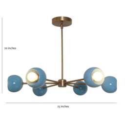 Sputnik Chandelier, Mid Century Modern Lighting, Atomic Pendant Light, Blue - thumbnail 2