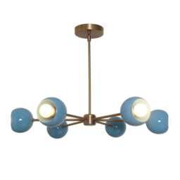 Sputnik Chandelier, Mid Century Modern Lighting, Atomic Pendant Light, Blue - thumbnail 3