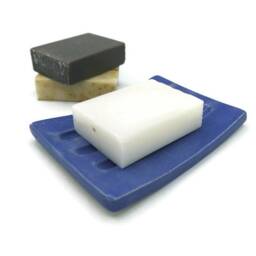 Handmade Blue Ceramic Soap Dish - Zero Waste Bathroom Accessory - thumbnail 3