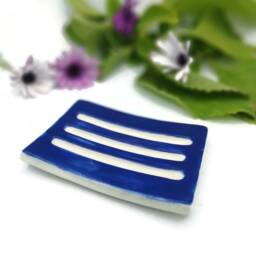 Handmade Blue Ceramic Soap Dish - Zero Waste Bathroom Accessory - thumbnail 2