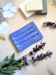 Handmade Blue Ceramic Soap Dish - Zero Waste Bathroom Accessory - thumbnail 1
