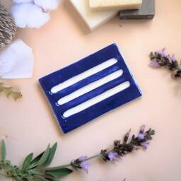 Handmade Blue Ceramic Soap Dish - Zero Waste Bathroom Accessory - thumbnail 4