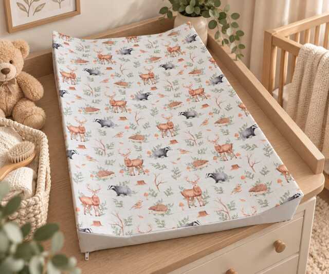 Woodland Animals Wedge Baby Changing Mat - Anti Roll Nursery Animal Forest - image 1