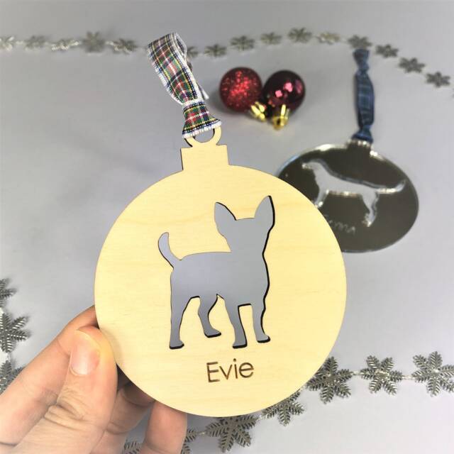 Personalised Chihuahua Christmas Bauble Birch Plywood Pet Decoration With Breed Options - image 1