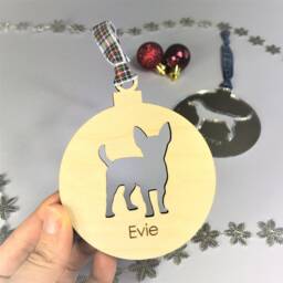 Personalised Chihuahua Christmas Bauble Birch Plywood Pet Decoration With Breed Options - thumbnail 1