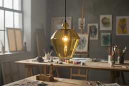 Handcrafted Yellow Glass Hanging Light - Artisan Blown Pendant