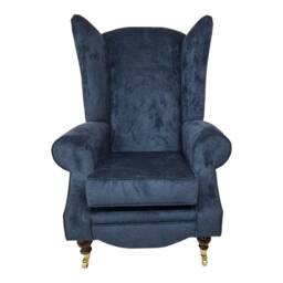 Queen Anne Wingback Chair Extra Tall Fireside Opulence, Midnight Blue - thumbnail 3