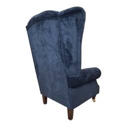 Queen Anne Wingback Chair Extra Tall Fireside Opulence, Midnight Blue - thumbnail 4