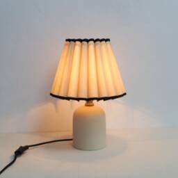 Handmade Khaki Fabric Table Lamp Ceramic Base Home Decor - thumbnail 1