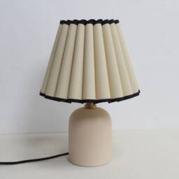 Handmade Khaki Fabric Table Lamp Ceramic Base Home Decor - thumbnail 3