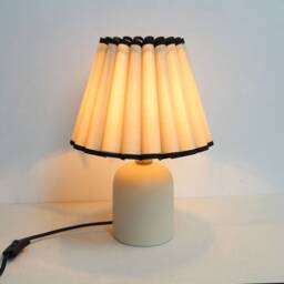 Handmade Khaki Fabric Table Lamp Ceramic Base Home Decor - thumbnail 4