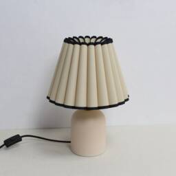Handmade Khaki Fabric Table Lamp Ceramic Base Home Decor - thumbnail 2