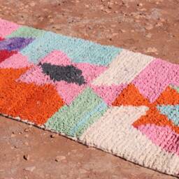 Multicolored Moroccan Runner Rug Handwoven Wool Hallway Rug - thumbnail 2