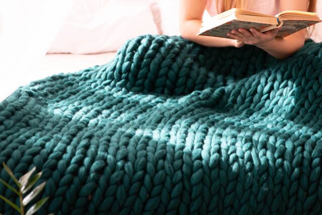 Chunky Blanket Throw, 100% Merino Wool Giant Blanket, Large Knit Knitted Couch Lap 45 Colors - image 1