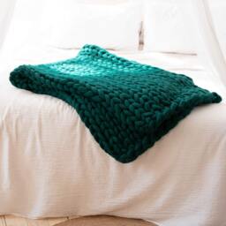 Chunky Blanket Throw, 100% Merino Wool Giant Blanket, Large Knit Knitted Couch Lap 45 Colors - thumbnail 2