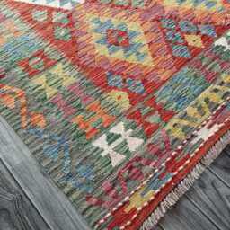 Kilim Rug Multicolour, Handmade Artisan Afghan Turkish, Scandinavian, Navajo, Bohemian Flatweave, Natural Wool 193x139 cm - thumbnail 3