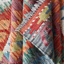 Kilim Rug Multicolour, Handmade Artisan Afghan Turkish, Scandinavian, Navajo, Bohemian Flatweave, Natural Wool 193x139 cm - thumbnail 4