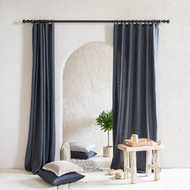 Wave Fold Linen Curtains, Drapes For Bedroom, Custom Living Room Curtain Panels - image 1