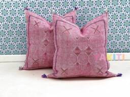 Yakiti-Pink Square Moroccan Pillows 20x20, Aka Cactus Silk Pillow, Decorative Pillows, Sabra Decor Designer Cactus Silk