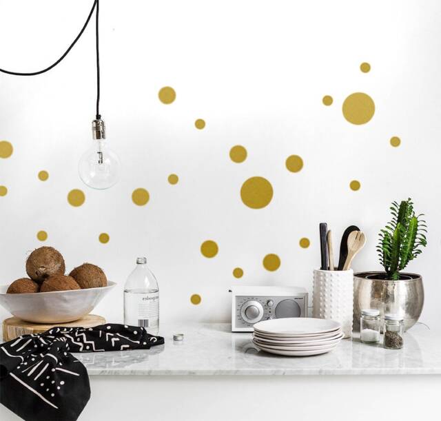 Wall Sticker Polka Dots Gold Metallic, 25 Mixed Sized Dot Decals, Metallic Decor, Copper Decal Dots, Bed - & Kidsroom-Decor - image 1