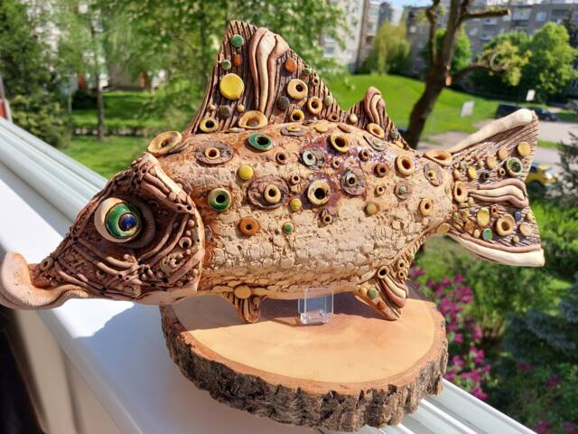 Handmade Ceramic Bass, Unique Fish Wall Art, Fisherman Gift - image 1
