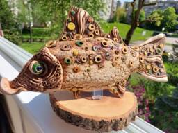 Handmade Ceramic Bass, Unique Fish Wall Art, Fisherman Gift - thumbnail 1