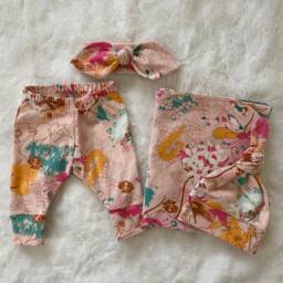 Newborn Girl Take Home Set. Swaddle Blanket & Hat Or Headband Leggings. Photo Prop. Baby Shower Gift - thumbnail 2