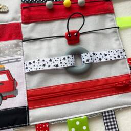 Activity Blanket Firetruck Fireman Red Car Sensory Mat Boys Travel Toy Busy Board - thumbnail 2
