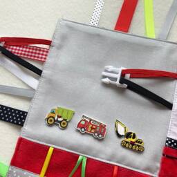 Activity Blanket Firetruck Fireman Red Car Sensory Mat Boys Travel Toy Busy Board - thumbnail 3