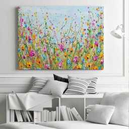 Spring Meadow Floral Canvas Print, Olga Tkachyk, Paint Splash Wall Art - thumbnail 2