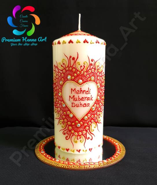 1x Decorative Personalized Henna Mehndi Candle, Wedding, Christmas, Birthdays, Graduation - image 1