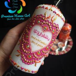 1x Decorative Personalized Henna Mehndi Candle, Wedding, Christmas, Birthdays, Graduation - thumbnail 3