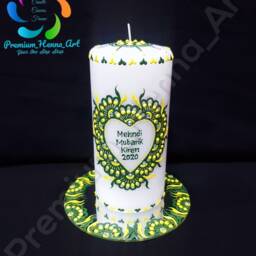 1x Decorative Personalized Henna Mehndi Candle, Wedding, Christmas, Birthdays, Graduation - thumbnail 2