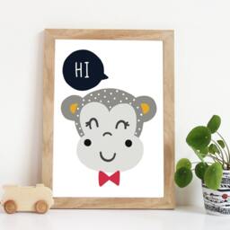 Set Of 2 Nursery Prints, Boys Bedroom Decor, Playroom Monkey Print, Wall Art, Prints - thumbnail 2