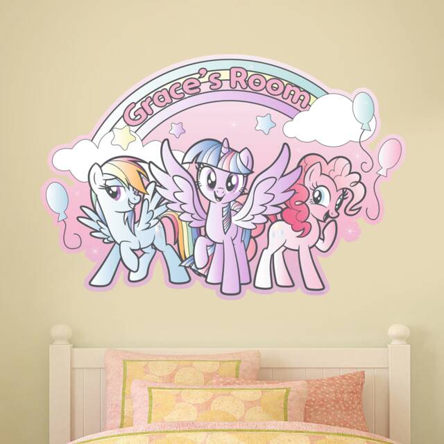 My Little Pony Rainbow Personalised Name Wall Sticker Decal Art Vinyl Mural Kids