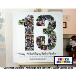 13Th Birthday Custom 13 Shape Picture Photo Collage Framed Canvas Print Teenager Grandson Daughter Son Brother Sister Gift - thumbnail 1