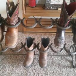 Horseshoe Boot Rack, Mudroom Storage, Cowboy Holder, Entryway Organizer & Shoe New Home Gift For Men, Decor, Country - thumbnail 2