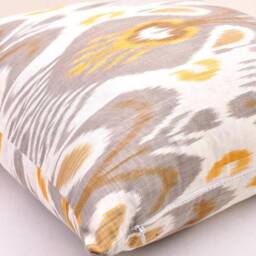 Silver Ikat Pillow Cover, Handmade Silk Cotton Cushion - 20x20 - thumbnail 2