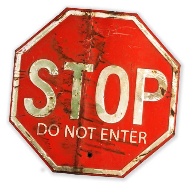 Red Road Stop Do Not Enter Warning Sign - Enamel Metal Tin Sign Wall Plaque