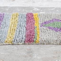 Abstract Pink Berber Runner Rug Handwoven Moroccan Wool Hallway Rug - thumbnail 3