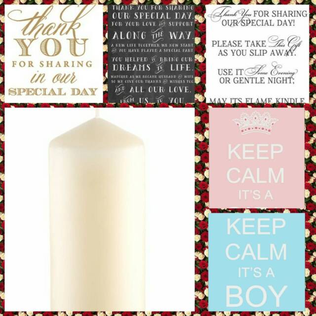 Custom Pillar Candles - Weddings, Baby Shower, Gender Reveal, Special Day, Favours, Gifts - image 1