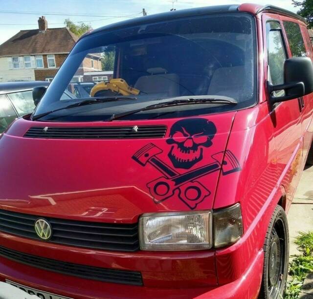 Piston Head Skull Decal Car Van Bonnet Vinyl Side Sticker Wall Art Decor Hood Graphic Window Door Sign Motorhome Mechanic Pistons - image 1