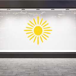 Bright Sun Nursery Wall Decal, Kids Room Sunburst Sticker, Shop Front Decor - thumbnail 3