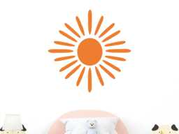 Bright Sun Nursery Wall Decal, Kids Room Sunburst Sticker, Shop Front Decor - thumbnail 1