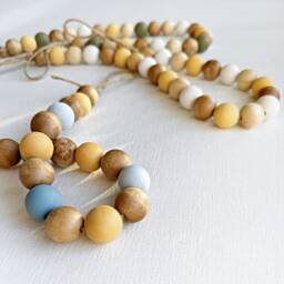 Handmade Wooden Bead Curtain Tie Backs Coastal Decor, Set Of 2 - thumbnail 3