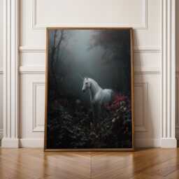 Whimsigoth Decor Unicorn Wall Art Gothic Fantasy Print Enchanted Forest Aesthetic Dark Academia Room Gift For Her Birthday Or Halloween - thumbnail 1