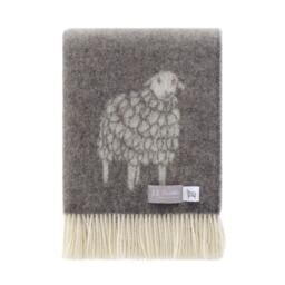 Brown Mima Sheep Wool Throw - Woven From Pure Cozy Blanket With Fringe For Chair, Bed & Sofa - thumbnail 1