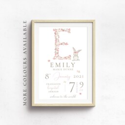 New Baby Gift, Boy Personalised Print For Boys, Gift Boy, Nursery Print Blue, Boys, Peter Rabbit - thumbnail 3
