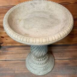 Stone Garden Art Deco Style Twist Detailed Bird Bath Statue Ornament - thumbnail 2