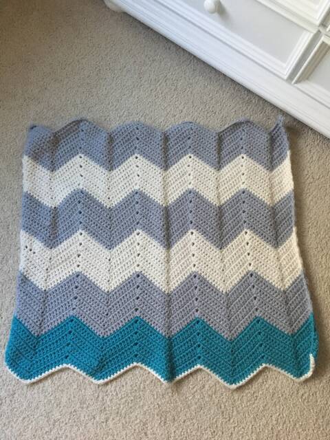 Chevron Crochet Baby Blanket, Custom Nursery Decor - image 1